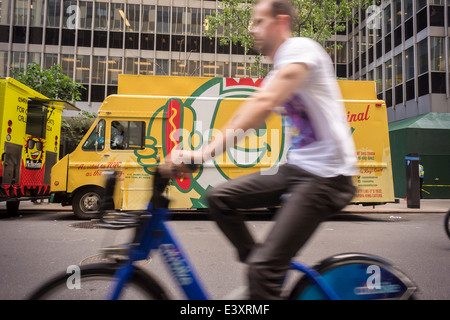 The newly minted Papaya King food truck is seen in Midtown Manhattan in New York Stock Photo