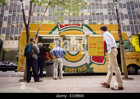 The newly minted Papaya King food truck is seen in Midtown Manhattan in New York Stock Photo