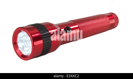 Red metal flashlight Stock Photo