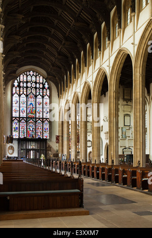 UK England, Suffolk, Bury St Edmunds, St Mary’s Church interior to Great West Window Stock Photo