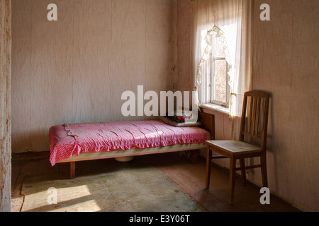 View to bedroom in abandoned house Stock Photo