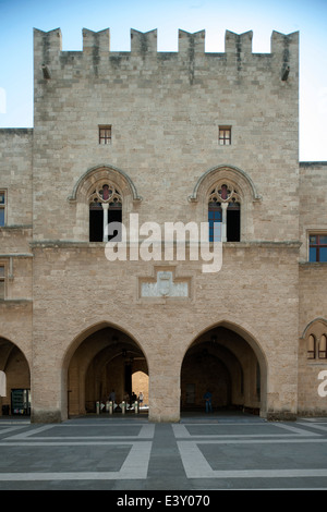 Rhodes, Greece, Grandmaster Palace architecture entry and towers Stock  Photo - Alamy