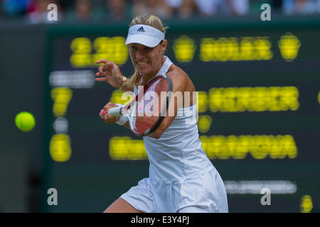 London, UK. 01st July, 2014. Wimbledon Championships Day Eight Angelique Kerber of Germany in action against Maria Sharapova of Russia during day eight ladies singles fourth round match at the Wimbledon Tennis Championships at The All England Lawn Tennis Club in London, United Kingdom Credit:  Action Plus Sports/Alamy Live News Stock Photo