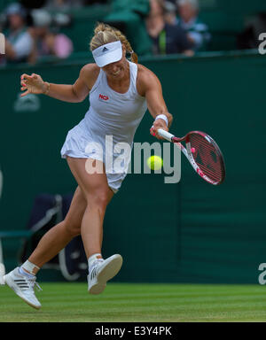 London, UK. 01st July, 2014. Wimbledon Championships Day Eight Angelique Kerber of Germany in action against Maria Sharapova of Russia during day eight ladies singles fourth round match at the Wimbledon Tennis Championships at The All England Lawn Tennis Club in London, United Kingdom Credit:  Action Plus Sports/Alamy Live News Stock Photo