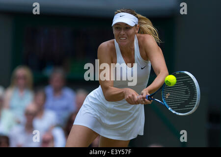 London, UK. 01st July, 2014. Wimbledon Championships Day Eight Maria Sharapova of Russia in action against Angelique Kerber of Germany during day eight ladies singles fourth round match at the Wimbledon Tennis Championships at The All England Lawn Tennis Club in London, United Kingdom Credit:  Action Plus Sports/Alamy Live News Stock Photo