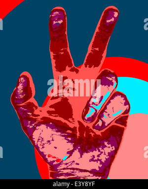 An abstract human hand in a two fingers victory position Stock Photo