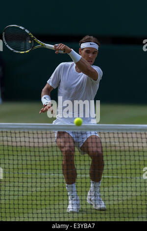 London, UK. 01st July, 2014. Wimbledon Championships Day Eight Rafael Nadal of Spain in action against Nick Kyrgios of Australia during day eight men's singles fourth round match at the Wimbledon Tennis Championships at The All England Lawn Tennis Club in London, United Kingdom Credit:  Action Plus Sports/Alamy Live News Stock Photo