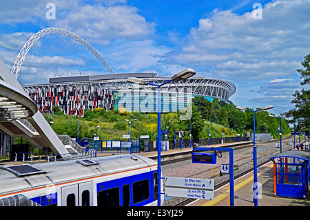 View of Wembley Stadium from Wembley Stadium Train Station, London Borough of Brent, England, United Kingdom Stock Photo