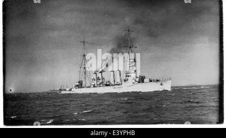 A photograph of the USS Raleigh (CL-7), a light cruiser of the Omaha ...