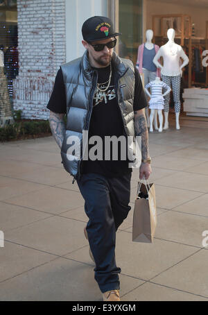 Benji Madden seen shopping at The Grove in West Hollywood  Featuring: Benji Madden Where: Los Angeles, California, United States When: 04 Dec 2013 Stock Photo