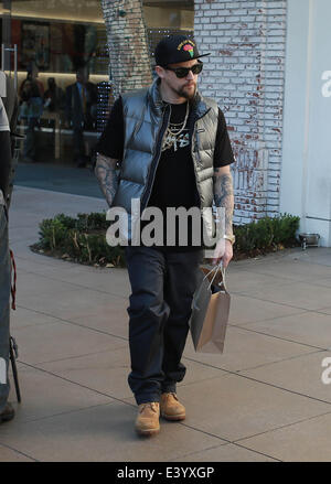 Benji Madden seen shopping at The Grove in West Hollywood  Featuring: Benji Madden Where: Los Angeles, California, United States When: 04 Dec 2013 Stock Photo