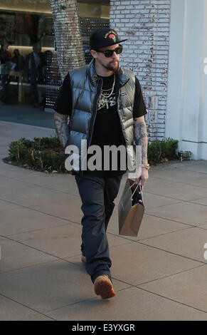 Benji Madden seen shopping at The Grove in West Hollywood  Featuring: Benji Madden Where: Los Angeles, California, United States When: 04 Dec 2013 Stock Photo