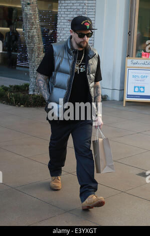 Benji Madden seen shopping at The Grove in West Hollywood  Featuring: Benji Madden Where: Los Angeles, California, United States When: 04 Dec 2013 Stock Photo