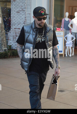 Benji Madden seen shopping at The Grove in West Hollywood  Featuring: Benji Madden Where: Los Angeles, California, United States When: 04 Dec 2013 Stock Photo