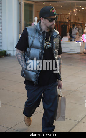 Benji Madden seen shopping at The Grove in West Hollywood  Featuring: Benji Madden Where: Los Angeles, California, United States When: 04 Dec 2013 Stock Photo