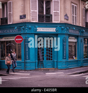 Old converted pharmacy in Rue JP Timbaud in the 11e arrondissement of Paris Stock Photo