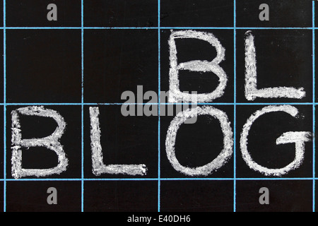 blog word handwritten on a blackboard Stock Photo