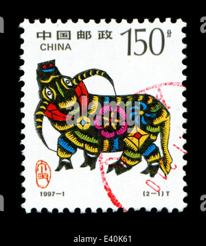 Year of the Ox in postage stamp Stock Photo