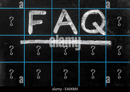 abbreviation FAQ handwritten on black chalkboard Stock Photo