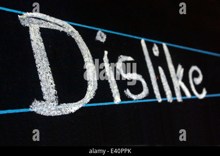 Dislike word handwritten on black chalkboard Stock Photo