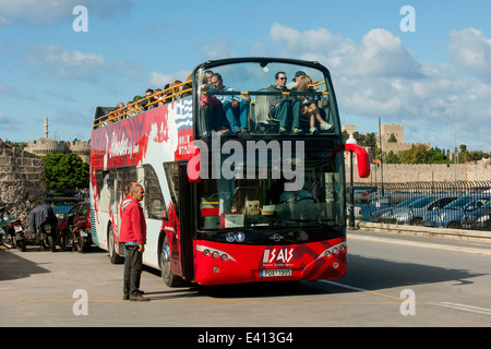 Griechenland, Rhodos-Stadt, Rhodos City Tour Bus Stock Photo