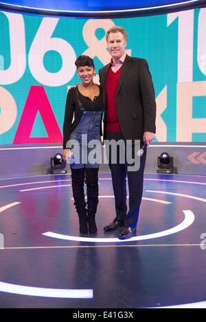 BET's 106 & Park show host guest stars Will Ferrell and Meagan Good to promote new movie Anchorman II  Featuring: Meagan Good,Will Ferrell Where: New York, New York, United States When: 17 Dec 2013 Stock Photo