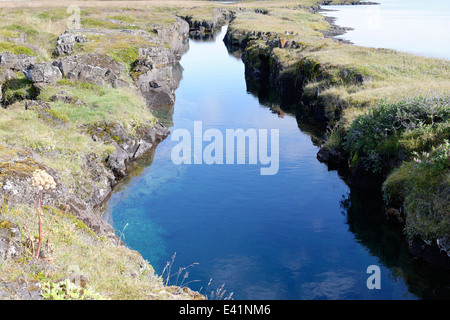 Nesgja, small fissure in the North of Iceland, Nesgja, Akureyri, North Iceland Stock Photo