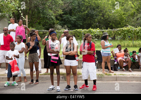 Juneteenth parade in Austin, Texas includes crowds dancers politicians and police Stock Photo