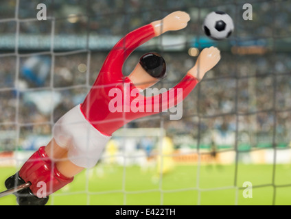 Digitally generated close up image of soccer goalkeeper in stadium Stock Photo