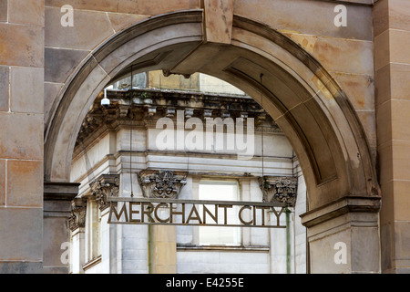 Arched entrance to Merchant City district of Glasgow city centre, Scotland, UK Stock Photo