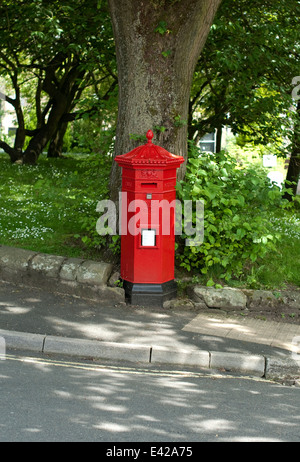 Editorial images of a Victorian style postbox in the Spa town of Buxton located  in the Peak District, Derbyshire Stock Photo