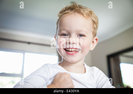 Portrait of smiling three year old boy Stock Photo