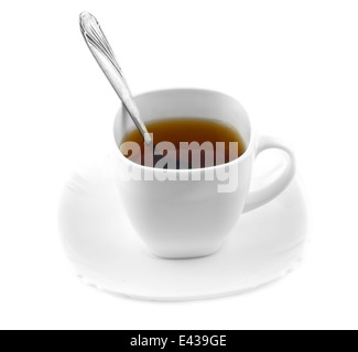 black tea in a white cup on a white background Stock Photo