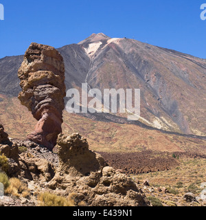 Roque Cinchado with the Teide peak in the background, Tenerife, Canary Islands. Stock Photo