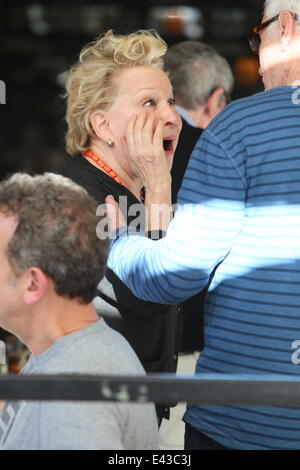 Bette Midler and Mel Brooks seen leaving Porta Via restaurant after having lunch with a group of friends.  Featuring: Bette Midler Where: Los Angeles, California, United States When: 18 Jan 2014 Stock Photo