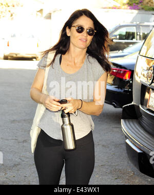 Robin Tunney leaving a gym wearing no make-up following a morning workout  Featuring: Robin Tunney Where: Los Angeles, California, United States When: 22 Jan 2014 Stock Photo