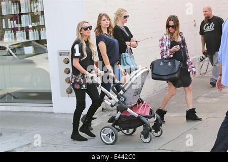 Petra Ecclestone out and about pushing baby daughter Lavinia in her stroller in Beverly Hills  Featuring: Petra Ecclestone Where: Los Angeles, California, United States When: 23 Jan 2014 Stock Photo