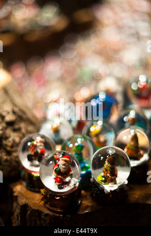 Close up of Santa Claus Christmas snow globe decoration. Stock Photo