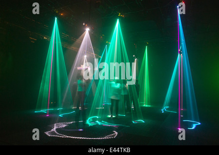 Umbrellium Assemblance - unique 3D light fields, Digital Revolution exhibition at the Barbican Centre, London, UK Stock Photo