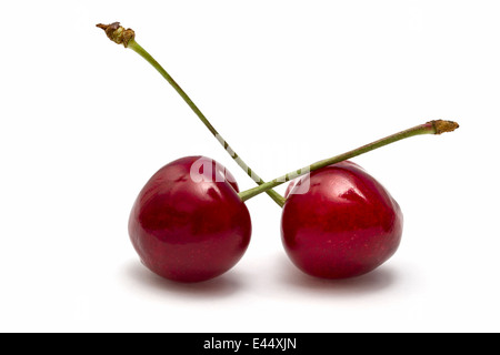 Fresh cherries isolated on white Stock Photo