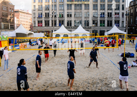 Beach volleyball arena is created in Dam Square, Amsterdam Stock Photo