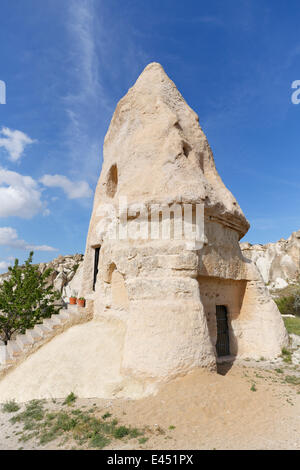 Tufa cone with the El Nazar Church, El Nazar Kilise, Göreme, Cappadocia, Central Anatolia Region, Anatolia, Turkey Stock Photo