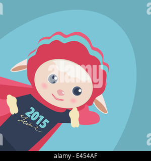 New Year illustration of a cute Super Hero sheep Stock Photo