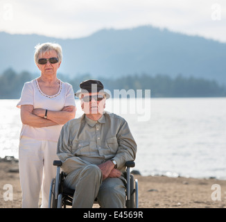 Portrait of senior couple, Big Bear Lake, California, USA Stock Photo