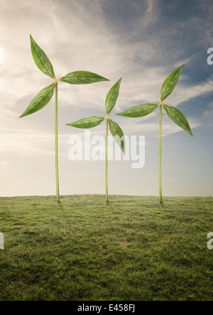 Plants as wind turbines Stock Photo