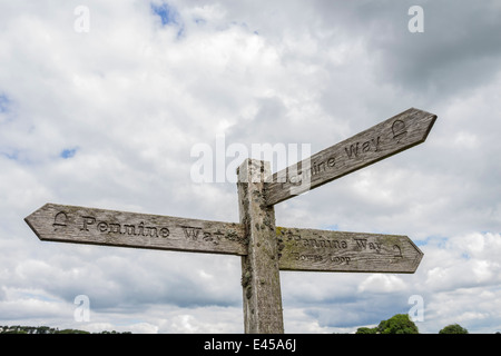 Pennine Way Sign Post in Baldersdale Teesdale County Durham UK Stock Photo