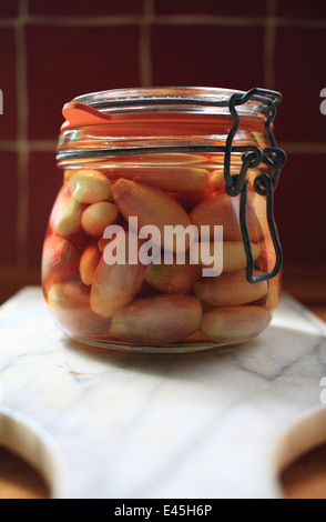 A jar of pickled shallots. Stock Photo
