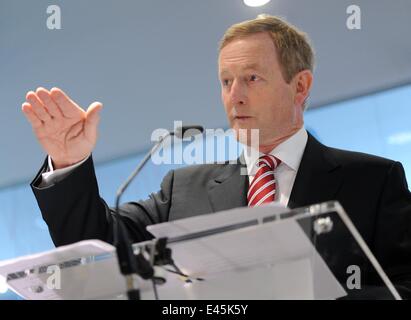 Berlin, Germany. 03rd July, 2014. Irish Prime Minister Enda Kenny speaks during the opening of a Primark store at Alexanderplatz in Berlin, Germany, 03 July 2014. Photo: BRITTA PEDERSEN/dpa/Alamy Live News Stock Photo