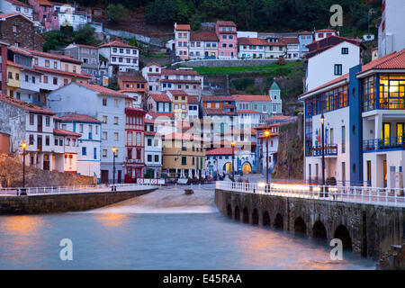 Slipway in the centre of Cudillero village on the Cantabrian coast, evening light, Asturias, Northern Spain, November 2009 Stock Photo