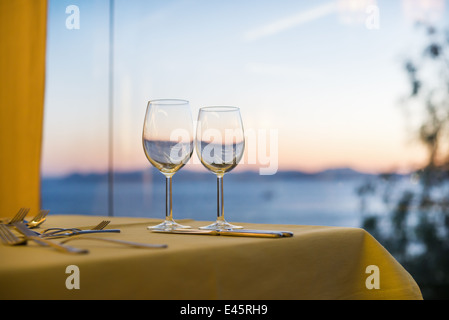 Two glasses against a sea Stock Photo